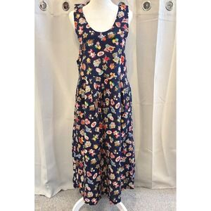 Vintage Bryn Connelly Christmas Holiday Midi Dress Blue Pinafore Size 8 19897